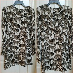 Animal print flowy dress.